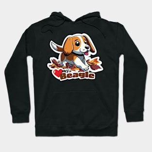 Love my Beagle Sticker Hoodie